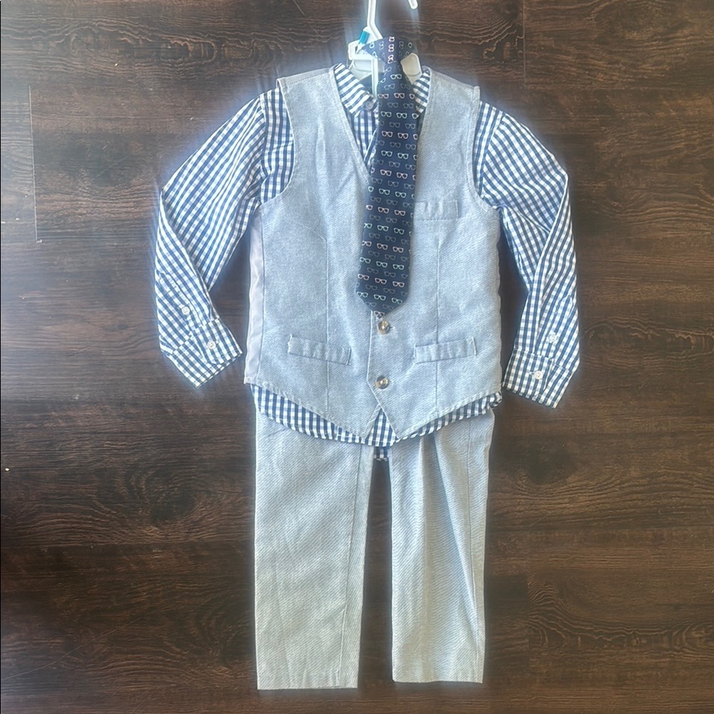 Andy & Evan Checkered Blue and Gray Kids Set
